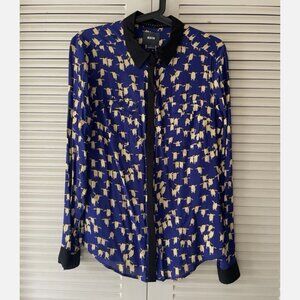 Anthropologie Bagatelle Buttondown Shirt in Penguin Print Blue Size 2